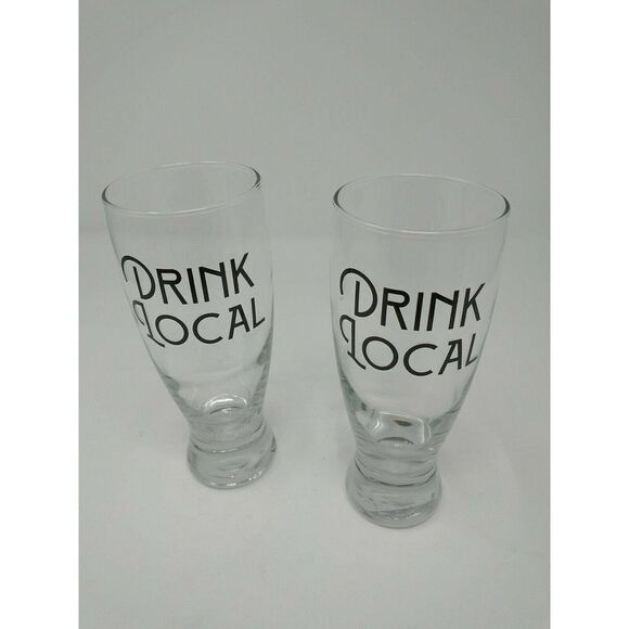 Cristar Other - Drink Local Pub Glass Lot Of 2 14.5oz Each